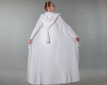 Maxi hand knit hoodie cardigan in plus size great fall winter wedding coat