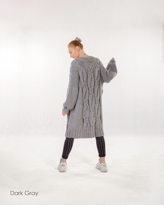 Long Sweater Coat, Hand Knitted Duster Coat, Oversized Women Coat  
