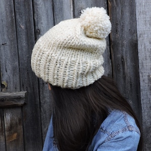 Womens Winter Hats, Gift for her, Beanie Hat, Chunky Knit Hat, Wool Hats, Crochet, Knit Hat, Handmade Pom Pom Hat, Hand Knit, Warm, Autumn