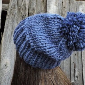 Knit Hat, Beanie Hat, Womens Winter Hats,  Crochet Beanie Hat, Chunky Knit Hat, Gift for her, Mens Wool Hats, Handmade Pom Pom Hat Hand knit