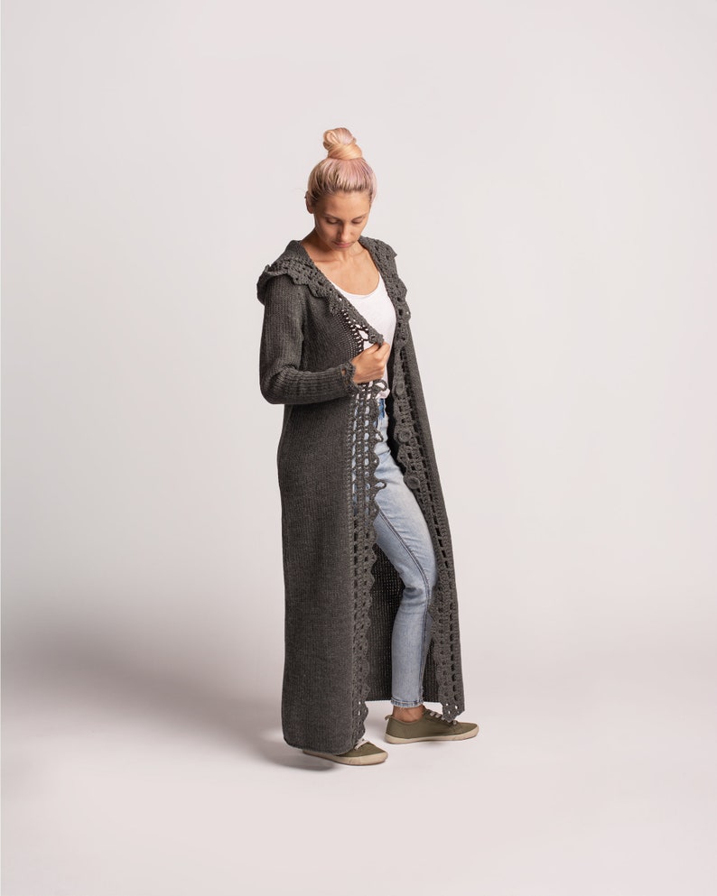 Hooded cardigan women Duster coat Extra long womens sweaters | Etsy