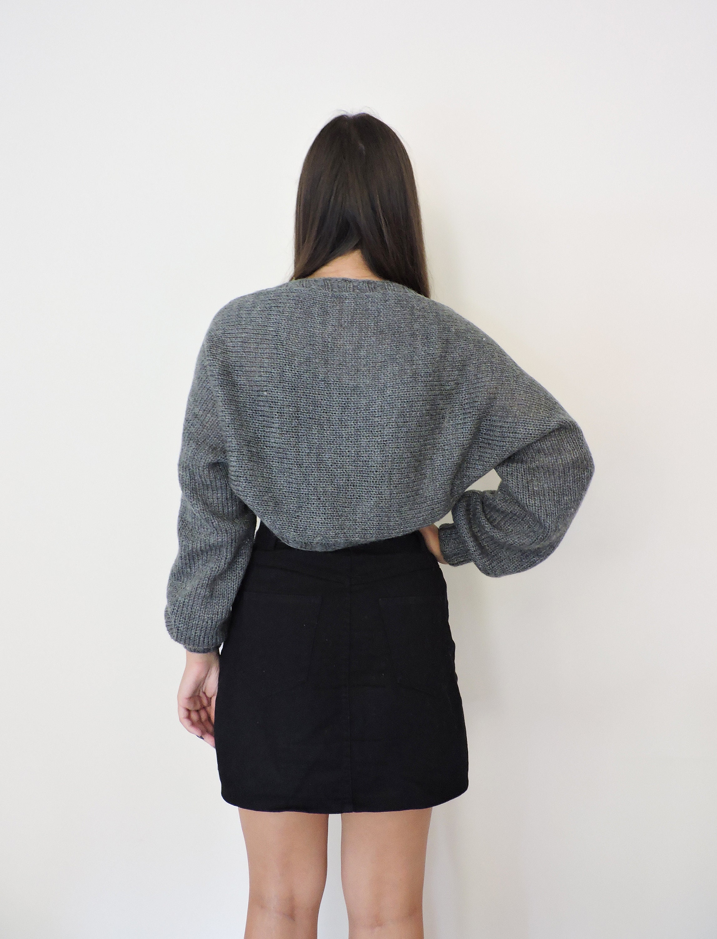 White Knitted Bolero Bridal Cropped Bolero Long Sleeves Etsy