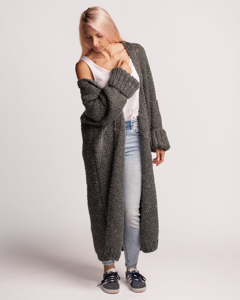 Ankle Length Cardigan Soft Wool Knit Coat Extra Long Etsy UK