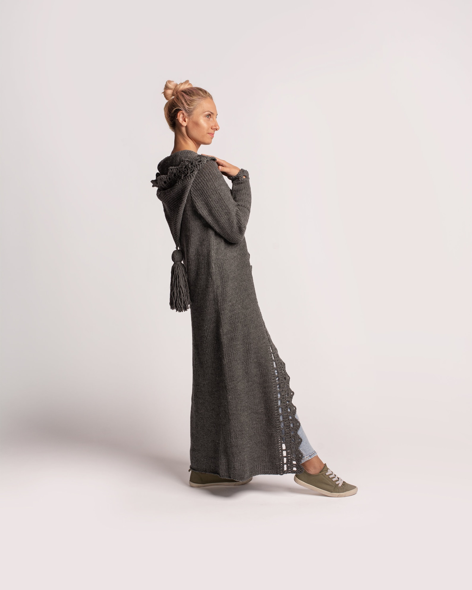 Extra Long Knit Cardigan Women Hooded Cardigan Maxi Duster Etsy