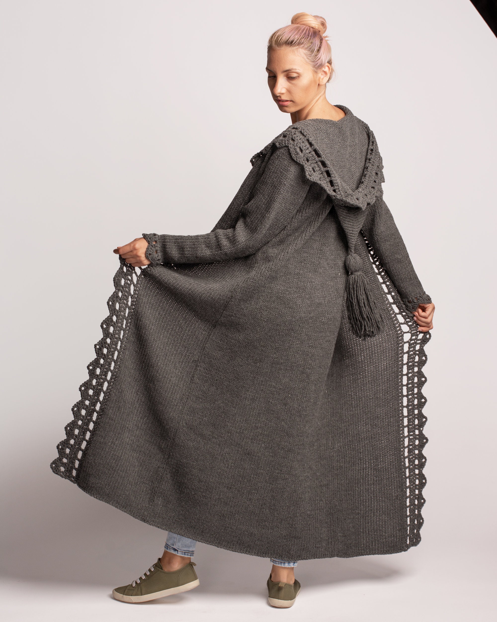 Maxi cardigan store with hood