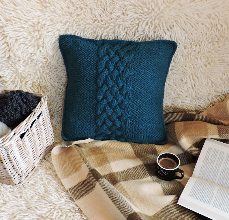 Wool Sweater Throw Pillow Hand Knit Cushion Cover Chunky Etsy