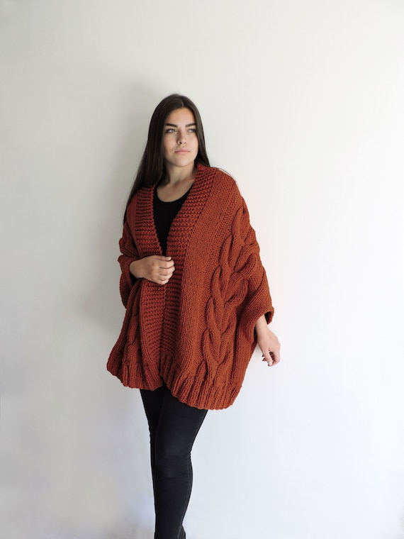 Fall Loose Knit Cardigan Oversized Knit Jacket Wool Knit Sweater