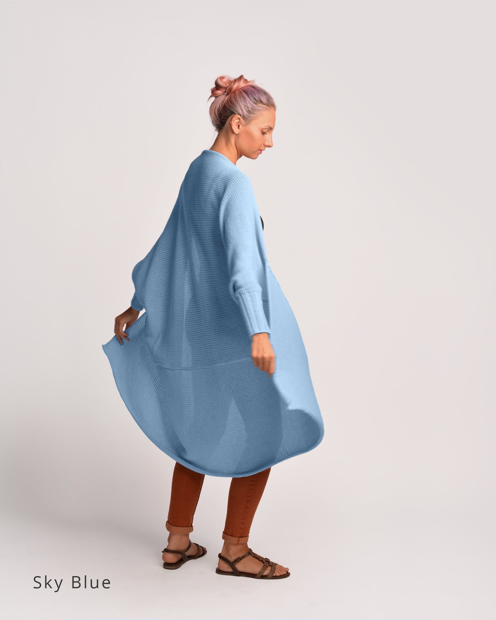 sky blue cardigan outfit