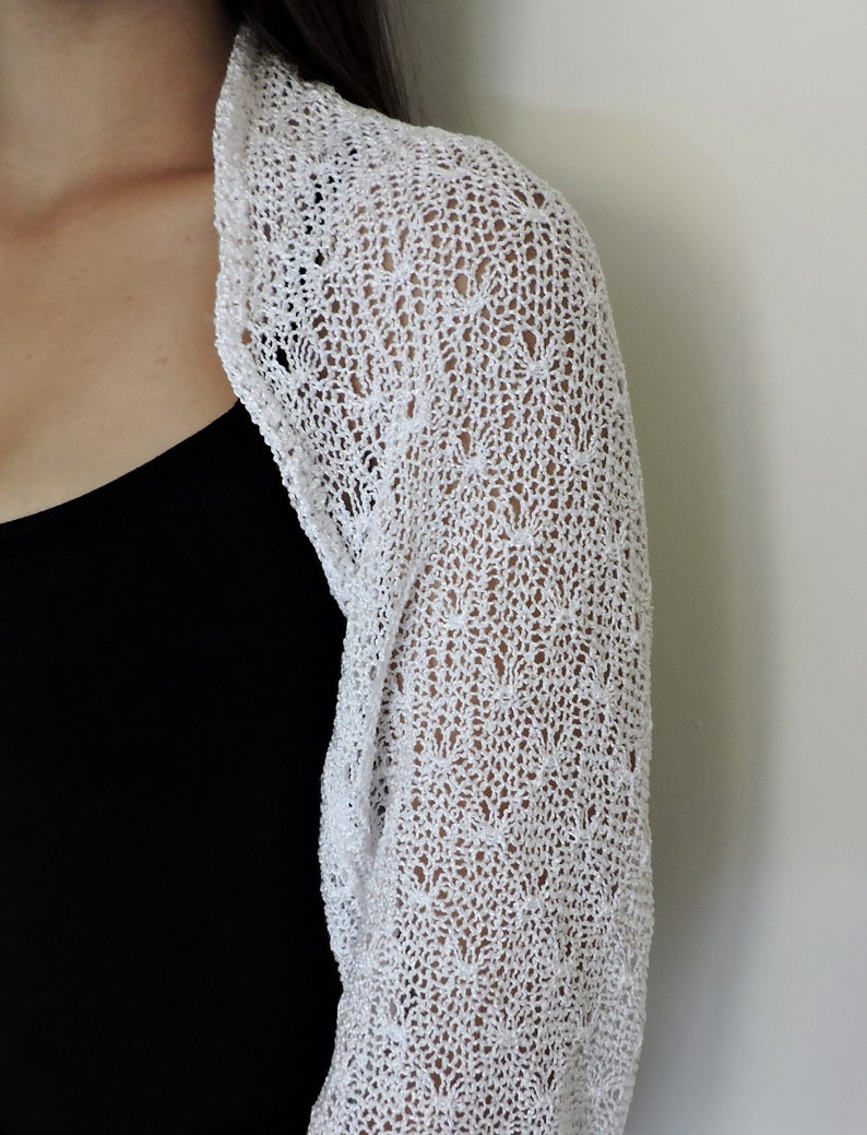 White Wedding Bolero Lace Knitted Bolero Top Bridal Short Etsy