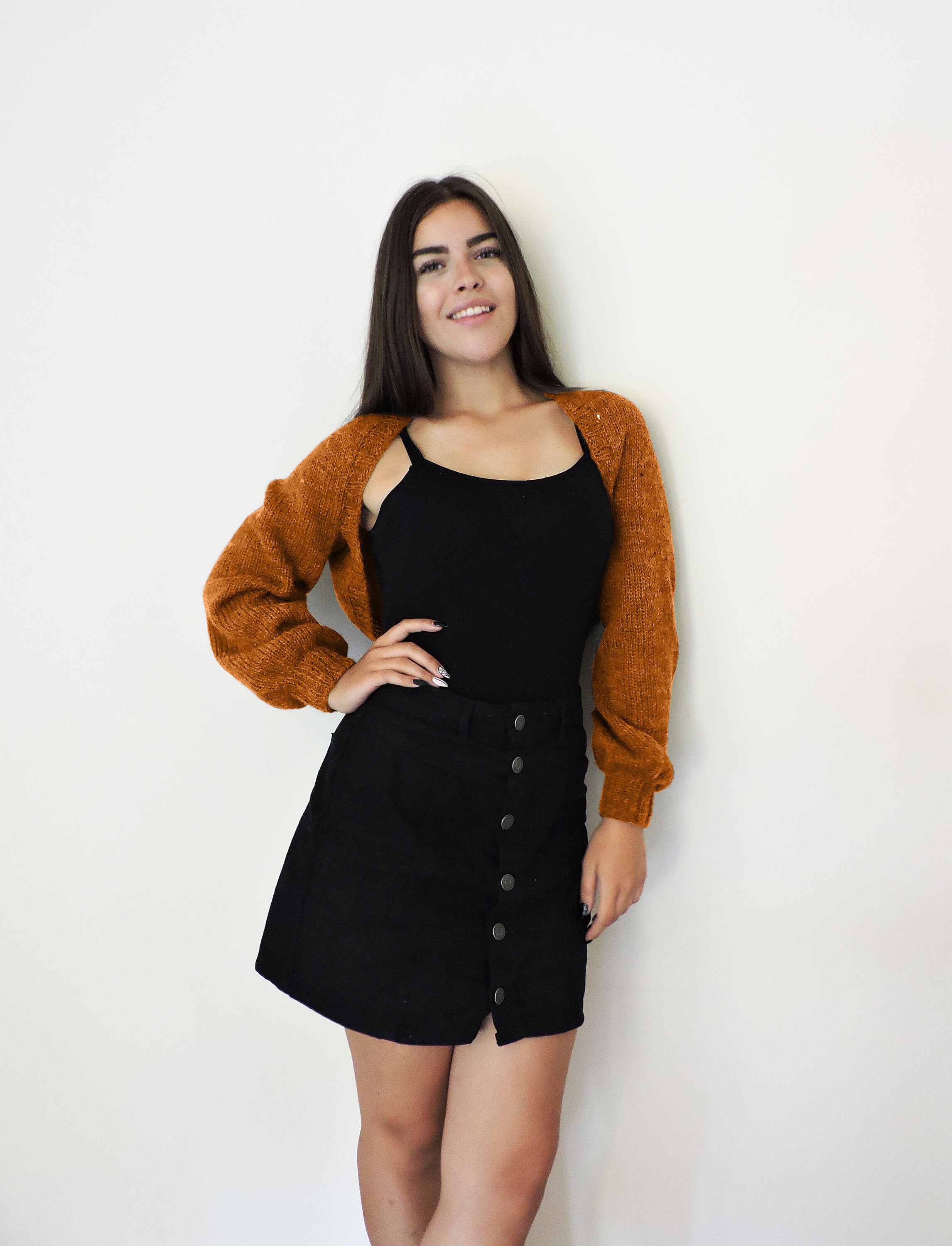 White Knitted Bolero Bridal Cropped Bolero Long Sleeves Etsy