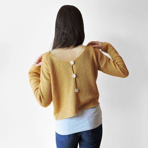 Mustard Yellow Sweater, Women Crop Cardigan, Hand Knit Sweater, Summer Cotton Cardigan, Buttons Sweater, Boho Knit Sweaters, Cozy Cardigan image 8