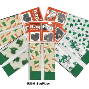 IRISH  BagFlags - Irish Flag - Luggage Tag - I.D Tag  - Shamrock -  Leprechan -  Handmade