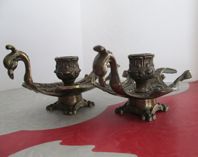 Brass Peacock Candle Holders From Italy Etsy