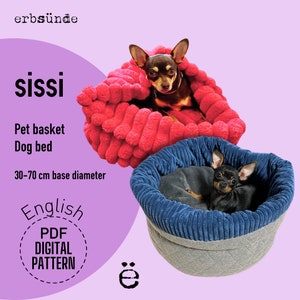 ENGLISH Digital Sewing Pattern - Dog Bed Pet Basket SISSI