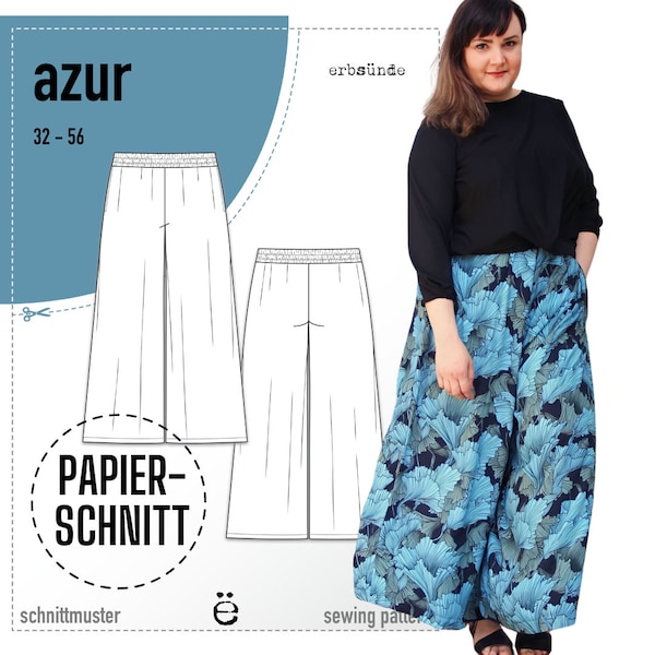 Papierschnitt Hosenrock Culotte Azur (32-56)