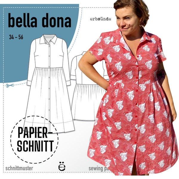 Papierschnitt Damen Kleid, Hemdblusenkleid, Tunika Bella Dona (34-56)