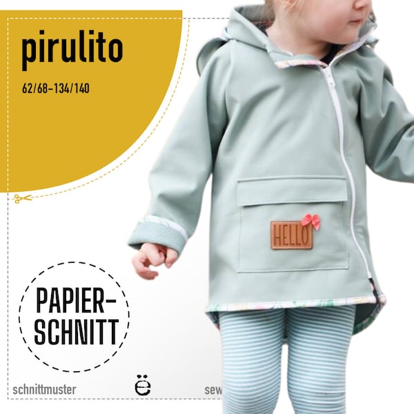 Papierschnitt Kinder Übergangsjacke, Softshell Jacke Pirulito (62-140)