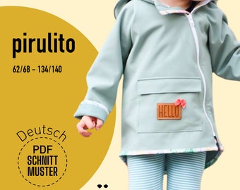 ebook children's transition jacket, softshell jacket Pirulito (62-140), digital sewing pattern, German