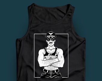 Macho Harness Daddy Tank Top — Sexy LGBTQ gay art shirt