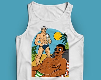 Beach Babes tank top — LGBTQ gay art shirt