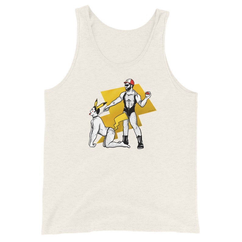 Electric Kink Tank Top gay anime art shirt Oatmeal Triblend