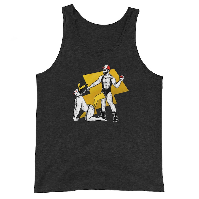 Electric Kink Tank Top gay anime art shirt Charcoal-black Tribl