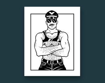 Macho Harness Daddy Art Print — Sexy LGBTQ gay artwork