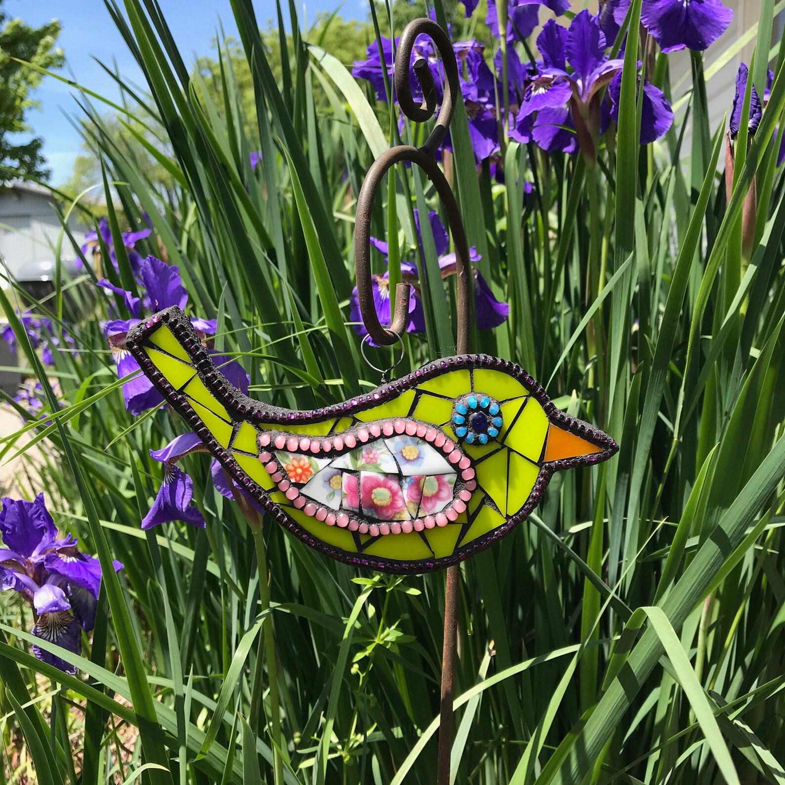 Mosaic Bird Garden Art Home Decor Yard Art Unique One Etsy