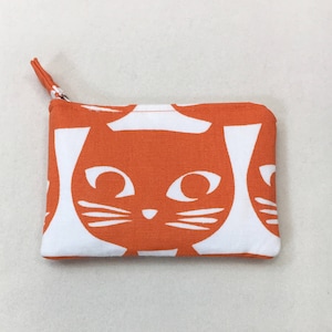 Orange Kitty Graphic Print Zipper Pouch Small