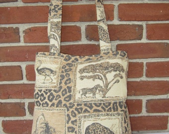 Handbag in Safari Pattern Tapestry