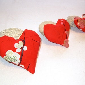 Set  of three Lavender Heart Sachets in Red