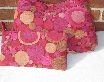 Clutch Purse in Modern Pinks and Magenta Fabric