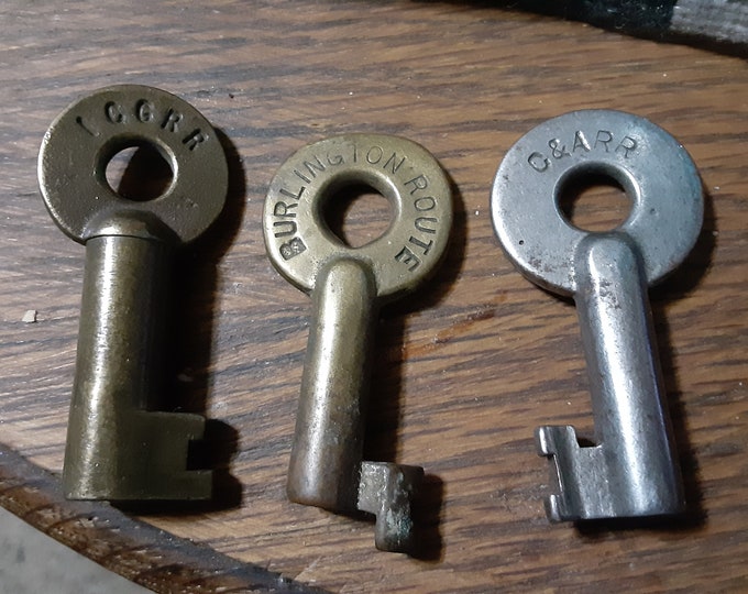 3 Vintage Railroad Switch Keys C&A Rr,burlington Route,iccgrr Etsy