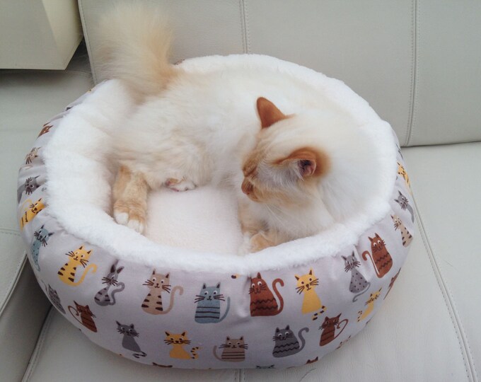 Luxury Deep Donut Style Snuggle Soft Cat Bed Small Dog Bed Etsy UK