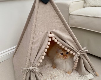 Cat teepee, Hand made luxury Pet teepee, tent, wigwam, dog, tipi, pet bed hand made