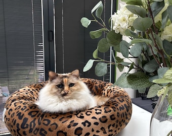 Luxury deep donut style  snuggle soft cat bed small dog bed custom made UK