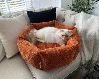 Deep dog or cat bed in luxury Boucle fabric