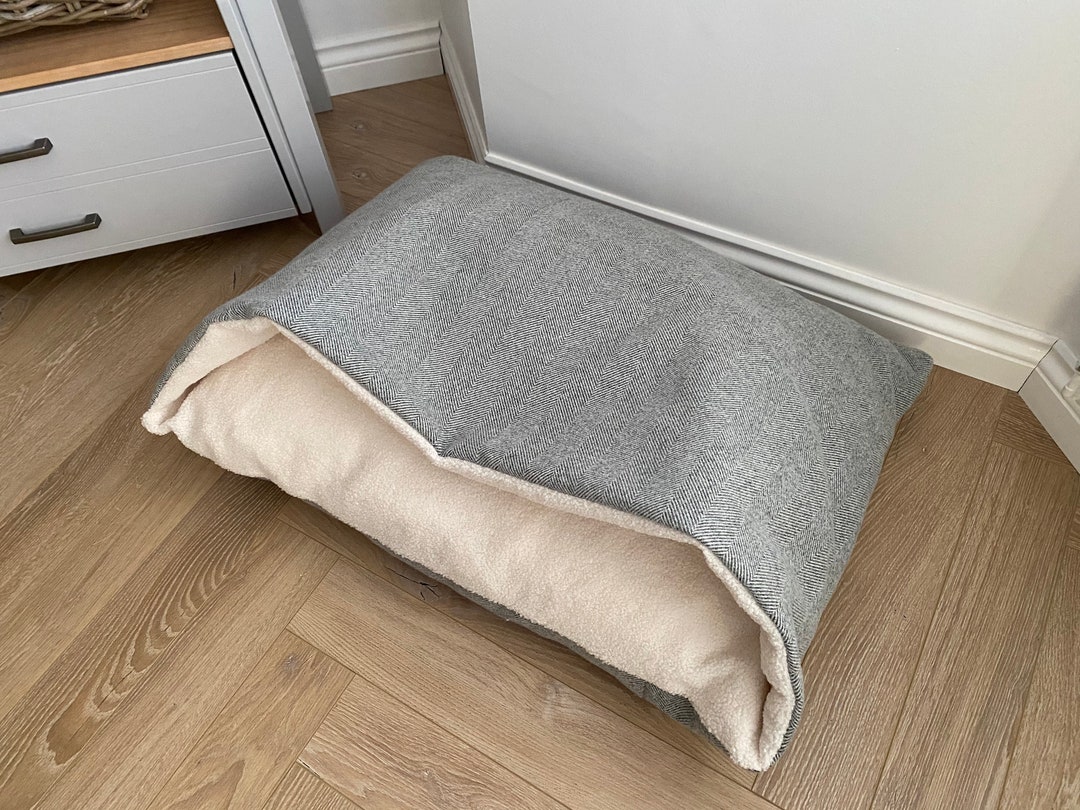 Herringbone Tweed Cave Dog Bed, Snuggle Dog Bed, Dachshund, Burrowing