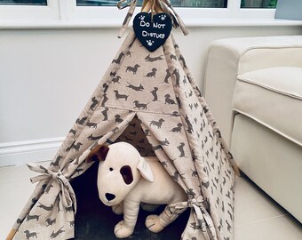 Dachshund teepee, Hand made luxury Pet teepee, tent, wigwam, dog, tipi, pet bed hand made