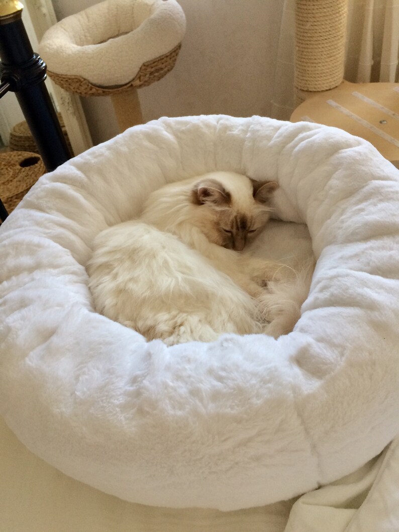 Luxury deep donut style snuggle soft cat bed small dog bed Etsy