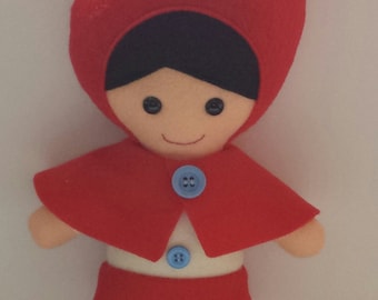 赤ずきんちゃん人形の縫製パターン：フェルトぬいぐるみ（PDF SVG