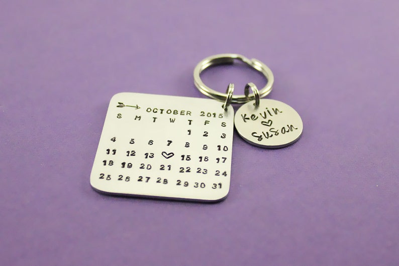 Calendar Keychain Anniversary Date Keychain Special Date Etsy