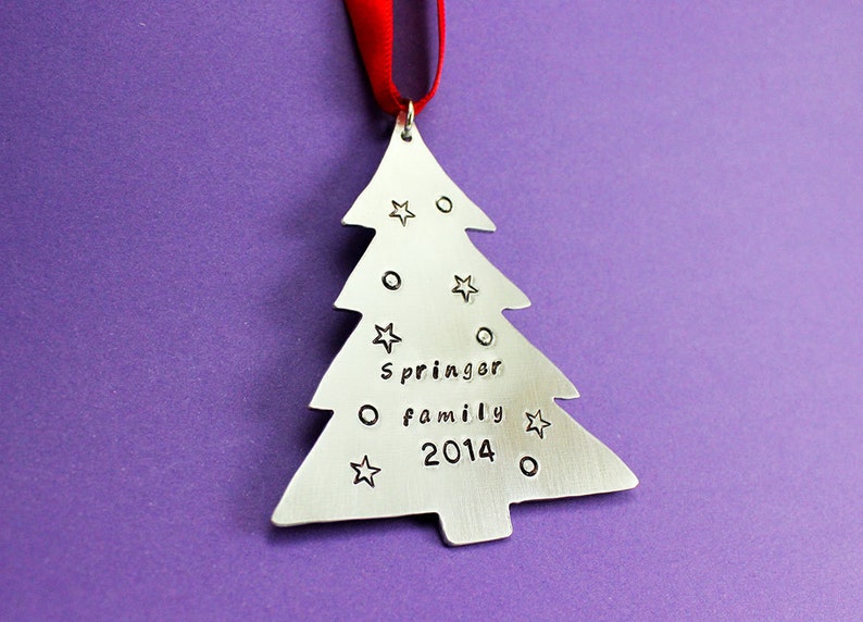 Personalized Christmas Tree Ornament Handstamped Christmas Etsy