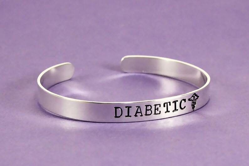 Personalized Sterling Silver Medical Cuff Diabetic Bracelet Etsy
