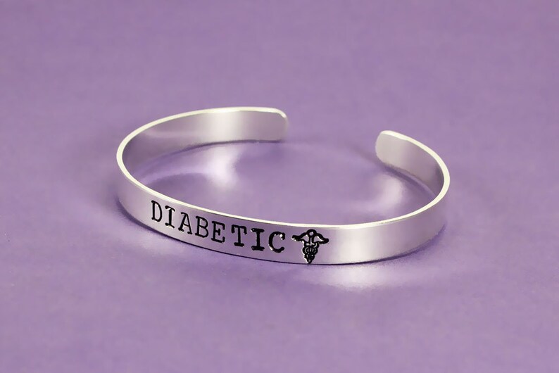 Personalized Sterling Silver Medical Cuff Diabetic Bracelet Etsy