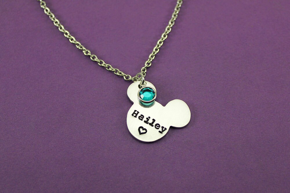 Personalized Mickey Mouse Necklace with Birthstone Disney | Etsy
