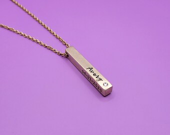 Personalized Gold Bar Birthstone Necklace  - 4 Names and Birthstones Necklace - Gold Vertical Bar Mom Necklace - Mom Gift - Grandma Gift