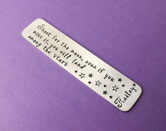 Personalized Quote Bookmark - Stamped Book Mark - Book Lover Gift - Graduation Gift - Gift for Reader - Custom Bookmark - Engraved Bookmark