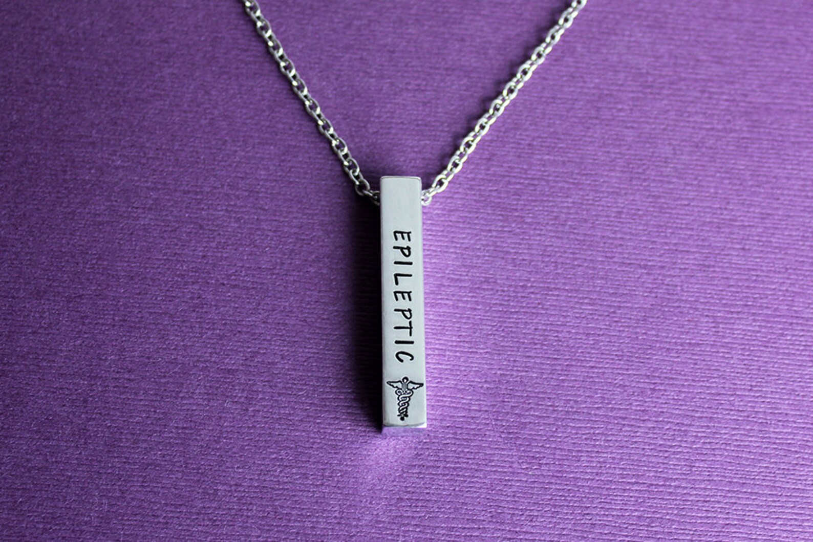 Personalized Medical Necklace 4 Sided Bar Medical Alert Etsy