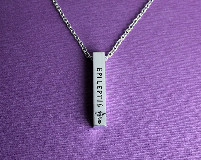 Personalized Medical Necklace 4 Sided Bar Medical Alert Necklace